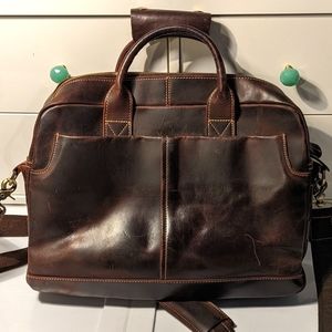 Crazy horse leather men's casual messenger briefcase